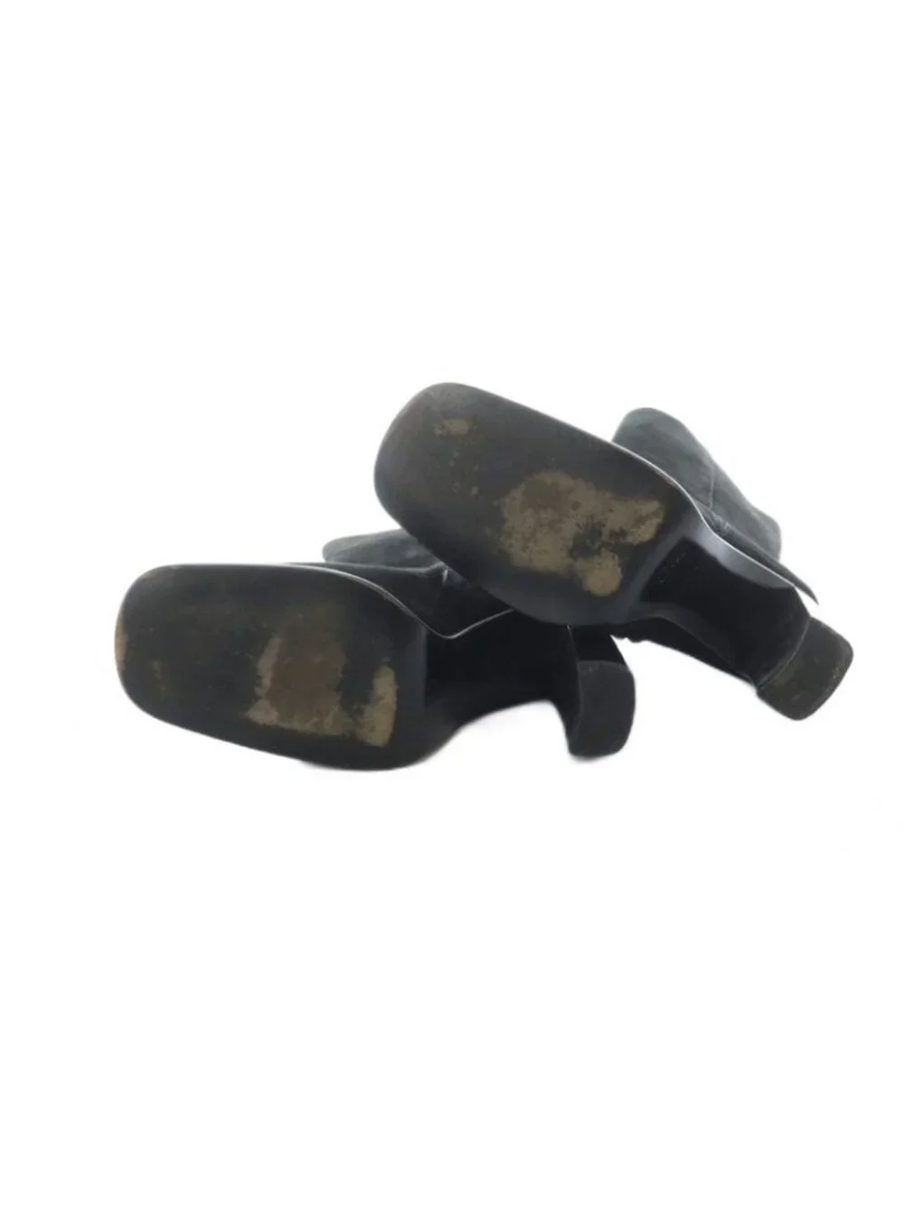 Gucci Short Boots Suede Square Toe Chunky Heel Logo 34.5 Black - Picture 5 of 7